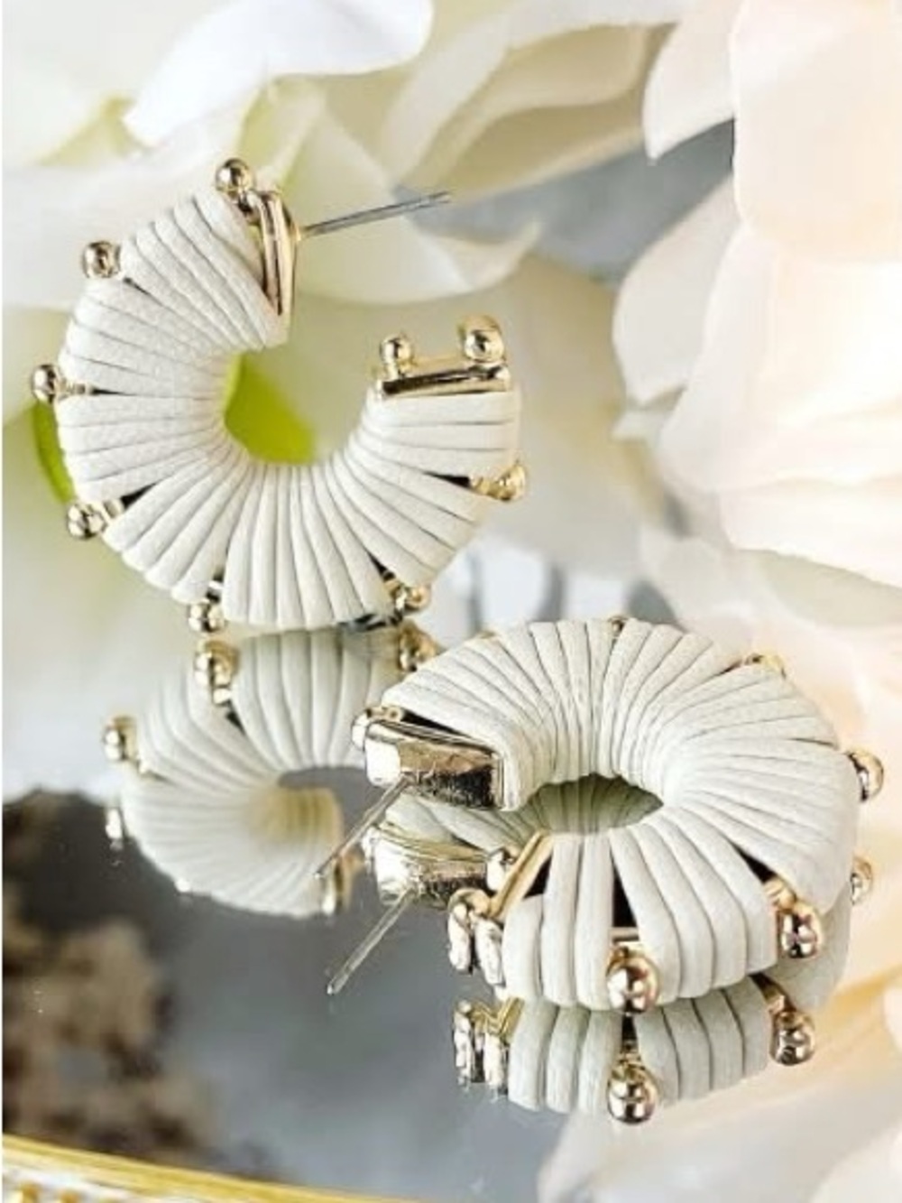 Park Lane Custard Hand-Woven Hoop Earrings
